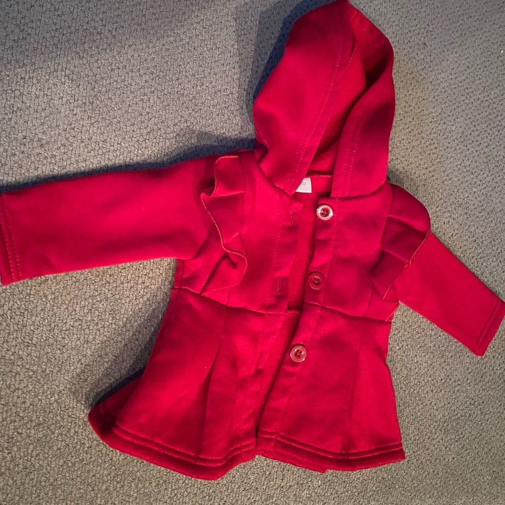Baby girls Red Hooded Jacket coat size 6-9 months